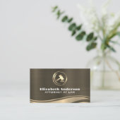 Gold Metallic Wave | Gavel Logo Visitekaartje (Staand voorkant)