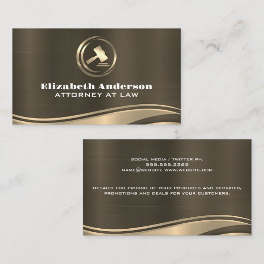 Gold Metallic Wave | Gavel Logo Visitekaartje (Voorkant / Achterkant)