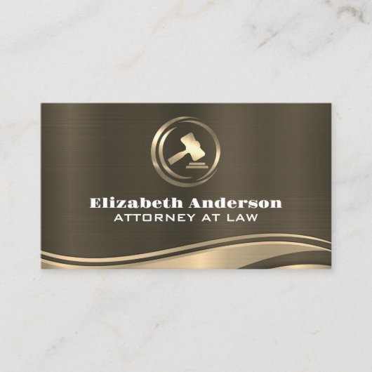 Gold Metallic Wave | Gavel Logo Visitekaartje (Voorkant)