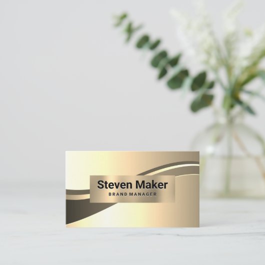 Gold Metallic Wave Visitekaartje (Staand voorkant)