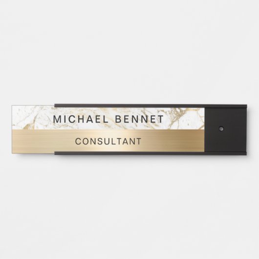 Gold Metallic White Marble Consultant Business Deurbordje (Voorkant)