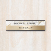 Gold Metallic White Marble Consultant Business Deurbordje (Voorkant)