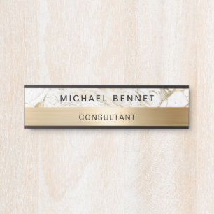 Gold Metallic White Marble Consultant Business Deurbordje