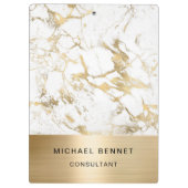 Gold Metallic White Marble Consultant Business Klembord (Achterkant)