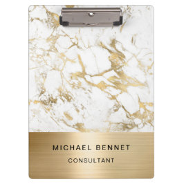 Gold Metallic White Marble Consultant Business Klembord