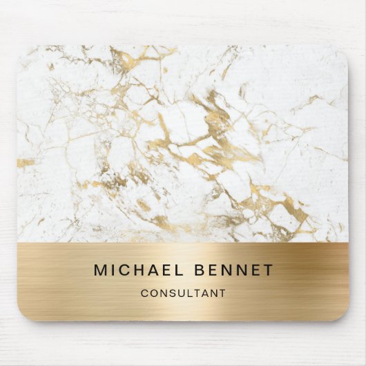 Gold Metallic White Marble Consultant Business Muismat (Voorkant)
