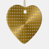 Gold Metallic Wonderful Ceramic Heart Red Stars Keramisch Ornament (Rechts)