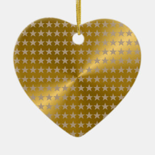 Gold Metallic Wonderful Ceramic Heart Red Stars Keramisch Ornament