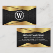 Gold Metallic | Zwarte metalen textuur Visitekaartje (Voorkant / Achterkant)