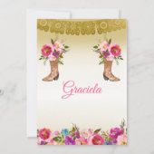 Gold Mexican Flowers Fiesta Birthday Girl Kaart (Achterkant)