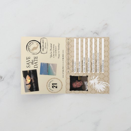 Gold Mexico 21ST Verjaardag Paspoortuitnodiging (Binnen)