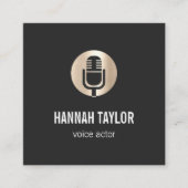 Gold Microphone Voice Actor Vierkante Visitekaartje (Voorkant)