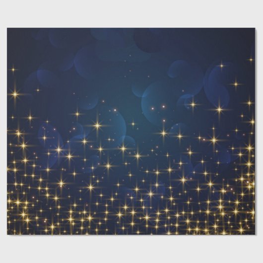 Gold Midnight Blue Sparkle-kerstfeestdag Cadeaupapier (Vlak)