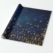 Gold Midnight Blue Sparkle-kerstfeestdag Cadeaupapier (Uitgerold)