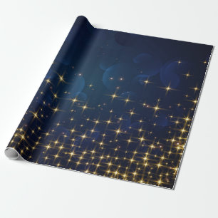Gold Midnight Blue Sparkle-kerstfeestdag Cadeaupapier