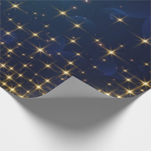 Gold Midnight Blue Sparkle-kerstfeestdag Cadeaupapier (Hoek)