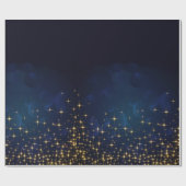 Gold Midnight Blue Sparkle-kerstfeestdag Cadeaupapier (Vlak)