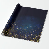 Gold Midnight Blue Sparkle-kerstfeestdag Cadeaupapier (Uitgerold)