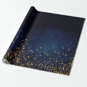 Gold Midnight Blue Sparkle-kerstfeestdag Cadeaupapier
