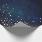 Gold Midnight Blue Sparkle-kerstfeestdag Cadeaupapier (Hoek)