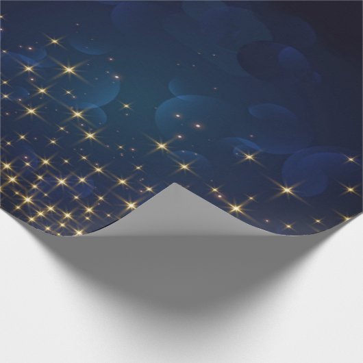 Gold Midnight Blue Sparkle-kerstfeestdag Cadeaupapier (Hoek)