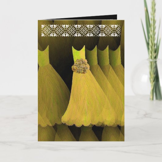 GOLD Mijn Bridesmaïde uitnodiging met Lace Trim (Voorkant)