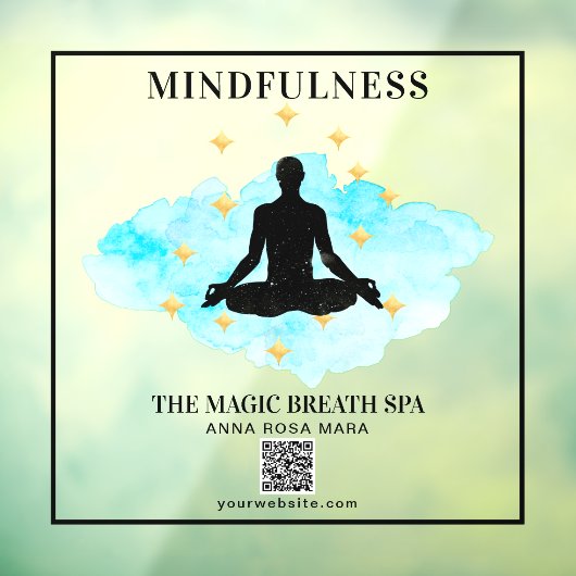 ** Gold Mindfulness Reiki Man Yoga Meditation  Raamsticker (Vel 3)