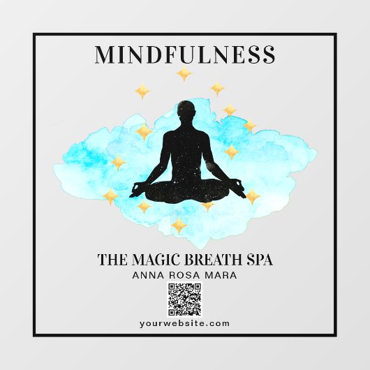 ** Gold Mindfulness Reiki Man Yoga Meditation  Raamsticker (Vel)