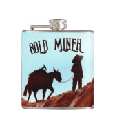 Gold Miner en Pack Mule Heupfles (Voorkant)