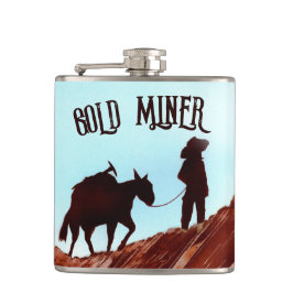 Gold Miner en Pack Mule Heupfles