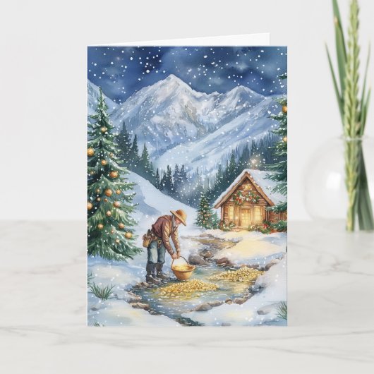 Gold Miner Gold Mining Gold Christmas Kaart (Voorkant)