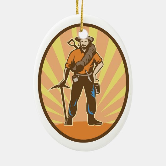 Gold Miner Keramisch Ornament (Achterkant)