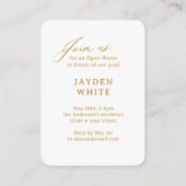 Gold Mini Modern Script Photo Graduation Informatiekaartje (Achterkant)