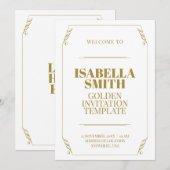 Gold minimaal elegante moderne, eenvoudige bruilof kaart (Voorkant / Achterkant)