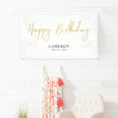 Gold Minimal Custom Happy Birthday-banner Spandoek (Insitu)