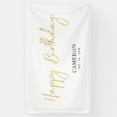 Gold Minimal Custom Happy Birthday-banner Spandoek (Verticaal)