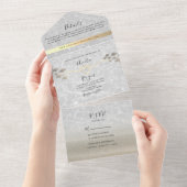 Gold Minimal Modern Beach Wedding All In One Uitnodiging (Afscheurbaar)