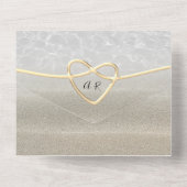 Gold Minimal Modern Beach Wedding All In One Uitnodiging (Achterkant)