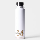 Gold Minimal Modern Initiaal Monogram Naam Waterfles (Links)