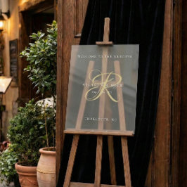 Gold Minimal Monogram Clear Wedding Entry Acryl Bord