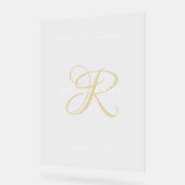Gold Minimal Monogram Clear Wedding Entry Acryl Bord (Hoek)