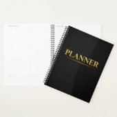 Gold Minimal Planner Black Leather Style (Display)