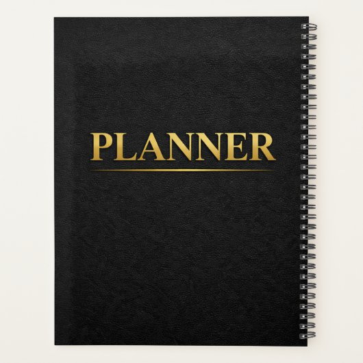 Gold Minimal Planner Black Leather Style (Achterkant)