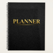 Gold Minimal Planner Black Leather Style (Voorkant)