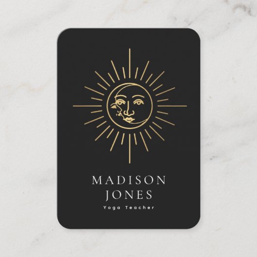 Gold Minimal Sun en Moon Visitekaartje (Voorkant)