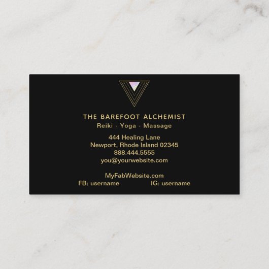 *~* Gold Minimale Driehoek Geometry Alchemy Visitekaartje (Achterkant)