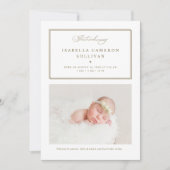 Gold Minimalist Borders Script Photo Baby Birth Aankondiging (Voorkant)