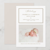 Gold Minimalist Borders Script Photo Baby Birth Aankondiging (Voorkant / Achterkant)