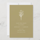 Gold Minimalist Botanical Bouquet QR-code Save The Date (Voorkant)
