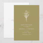 Gold Minimalist Botanical Bouquet QR-code Save The Date (Voorkant / Achterkant)
